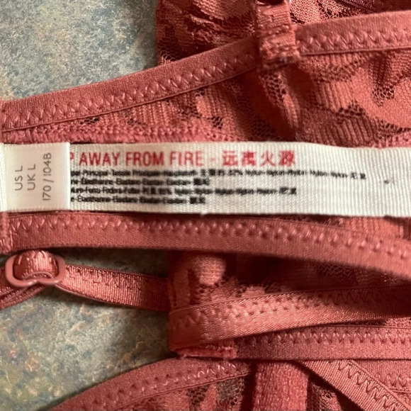 NWOT Free People Bra Toni Bralette Intimately FP Pink Print Lace Allure Large - Picture 4 of 5